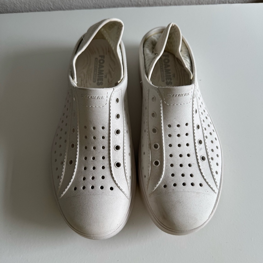 SKECHERS Foamies Slip-on Water Shoes Sandals Sneakers White
